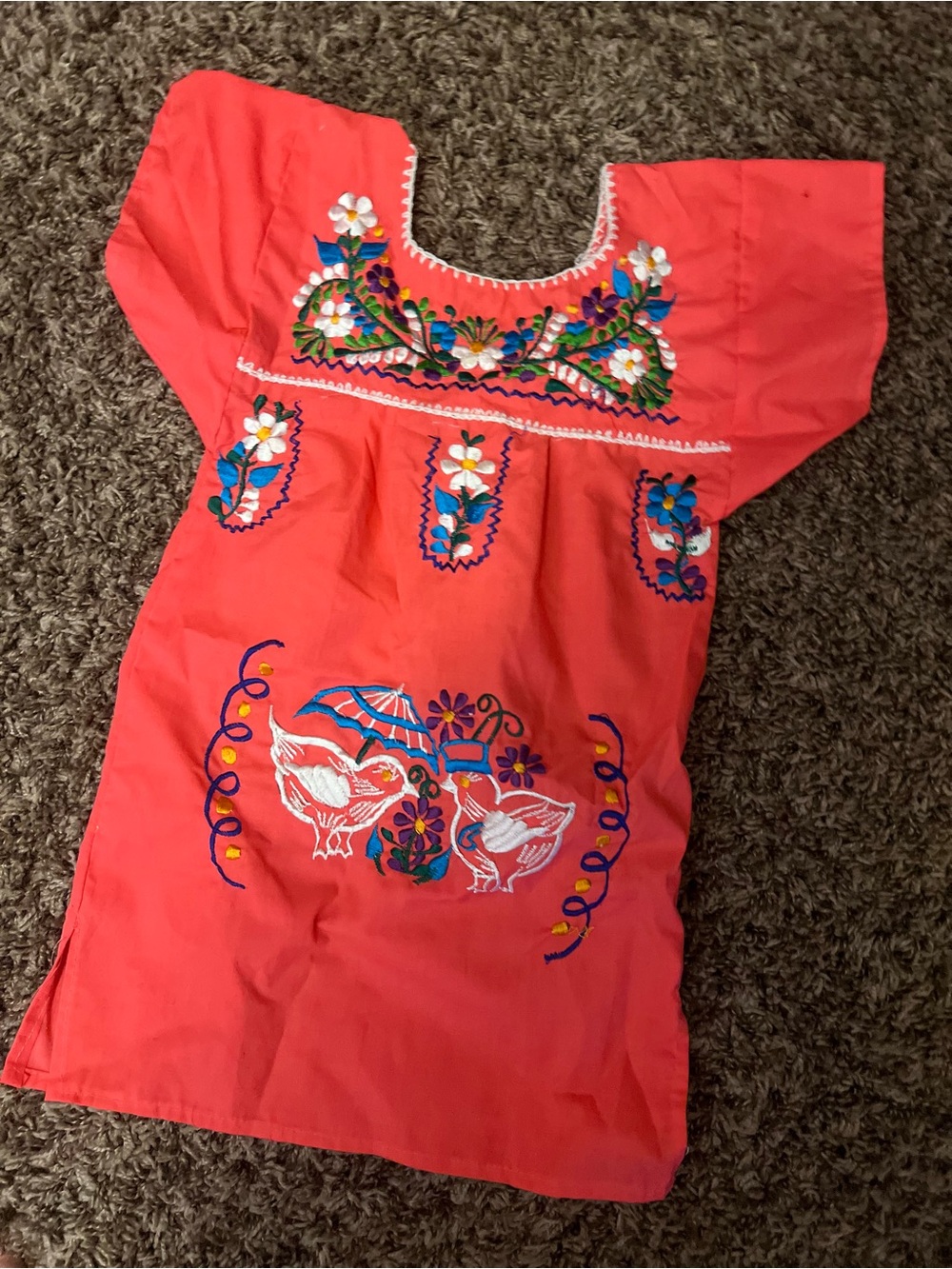 Vibrant Orange Embroidered Dress for Kids